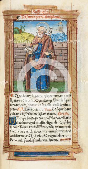 Printed Book of Hours (Use of Rome): fol. 99r, St. Peter, 1510. Creator: Guillaume Le Rouge (French, Paris, active 1493-1517).