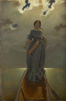 The boat woman (Baroness Marie Spaun at Gmundner See), c. 1851. Creator: Schwind, Moritz Ludwig, von (1804-1871).