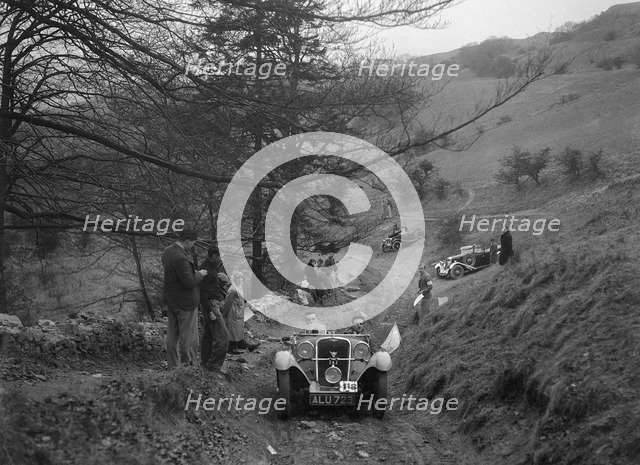 Singer competing in the MG Car Club Abingdon Trial/Rally, 1939. Artist: Bill Brunell.