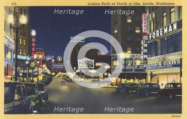 Fourth Avenue and Pike Street, Seattle, Washington, USA, 1942. Artist: Unknown