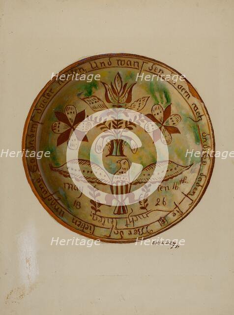 Pa. German Plate, 1937. Creator: Eugene Shellady.