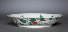 Dish with Bird on Peach Branch, 1662-1722. Creator: Unknown.