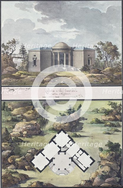 Pavilion in the English garden, 1795. Artist: Thomas de Thomon, Jean François (1754-1813)