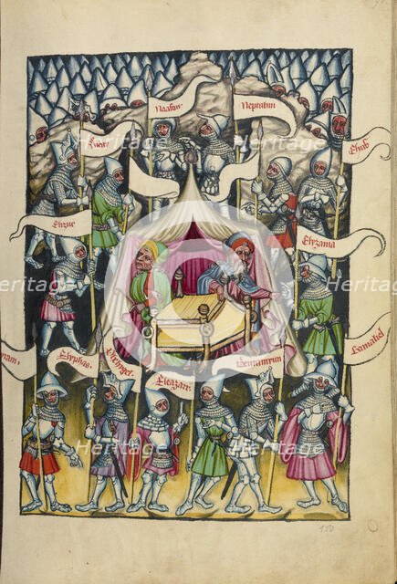 The Twelve Tribes of Israel; Weltchronik, about 1400-1410. Creator: Unknown.