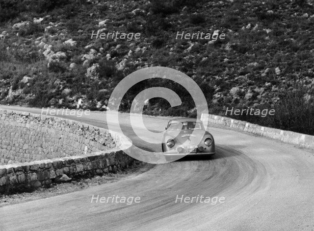 Porsche 356 taking a corner in the Monte Carlo Rally, 1954. Artist: Unknown