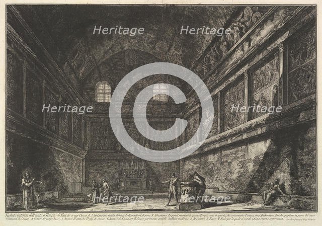 Interior view of the ancient Temple of Bacchus, now the church of S. Urbano, two miles..., ca. 1750. Creator: Giovanni Battista Piranesi.