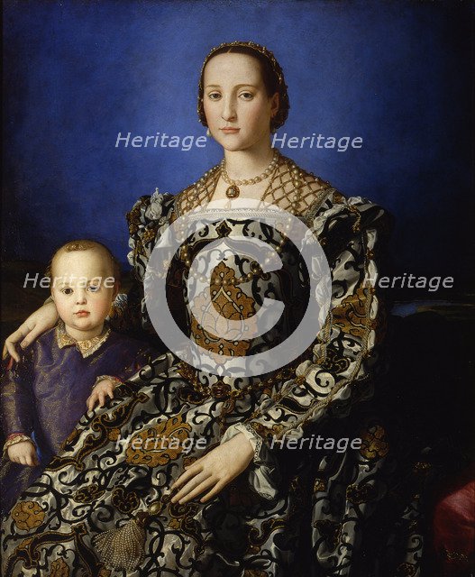 Portrait of Eleanor of Toledo with her son Giovanni, ca 1545. Artist: Bronzino, Agnolo (1503-1572)