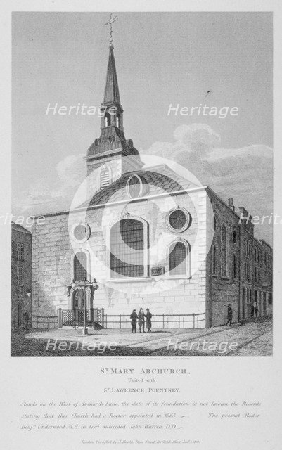 Church of St Mary Abchurch, City of London, 1812. Artist: Joseph Skelton