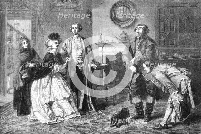 "Honeywood introducing the Bailiffs to Miss Richland as his friends", by W. P. Frith, R.A..., 1862. Creator: W Thomas.