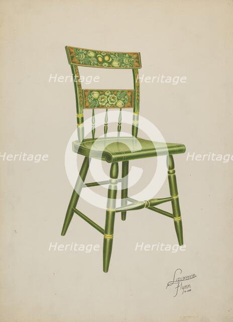 Stencilled Chair - One of Set of Six, 1938. Creator: Lawrence Flynn.
