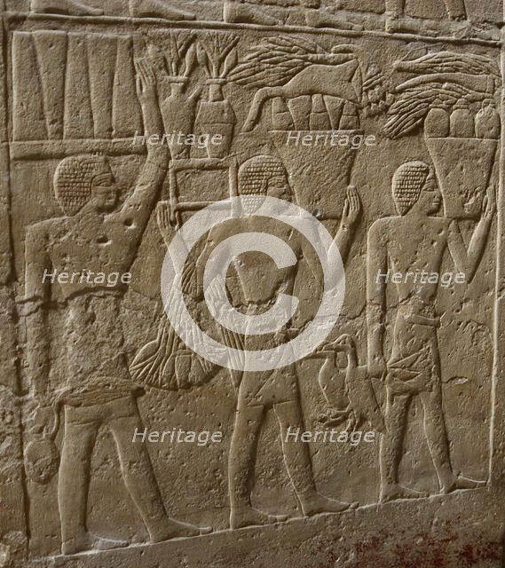 Offering bearers relief, Mastaba of Kagemni, Saqqara, Egypt, Old Kingdom, 2350 BC (2003). Creator: Unknown.