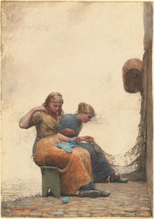 Mending the Nets, 1882. Creator: Winslow Homer.