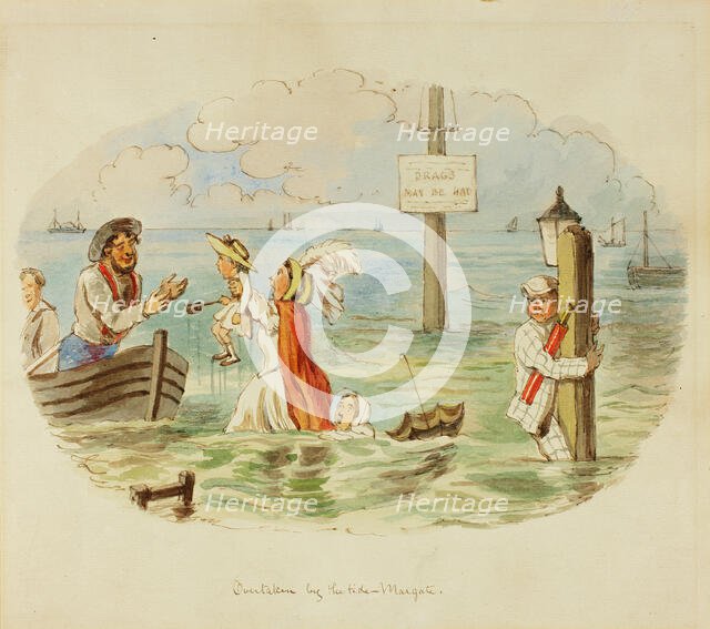 Overtaken by the Tide - Margate, 1840/50. Creator: John Leech.