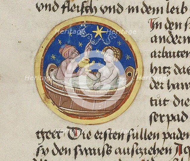 Miniature from "Iatromathematisches Hausbuch", Gebete und Betrachtungen, Between 1477 and 1496. Creator: Anonymous master.