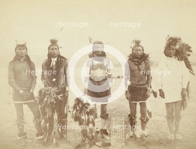 Indian Warriors Mr Bear-that-Runs-and-Growls, Mr Warrior, Mr One-Tooth-Gone, Mr Sole..., 1890. Creator: John C. H. Grabill.