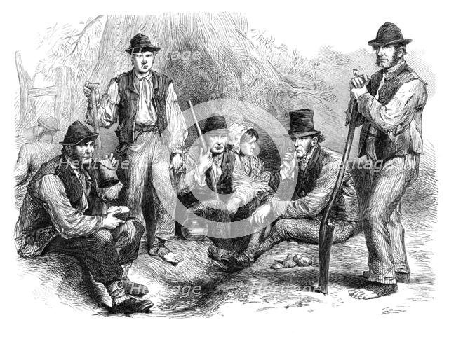 Sketches from Ireland: Meath lads on their garden plot at Crossakeel, 1870. Creator: Unknown.