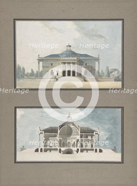 Project for a "Maison de plaisance pour un grand seigneur", Elevation and Section, ca. 1783. Creator: Jean Nicolas Sobre.