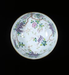 Bowl with ribboned swastikas above waves, Guangxu period, Qing dynasty, China, c1900. Artist: Unknown