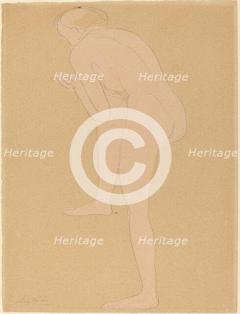 Figure Bending Forward with Right Knee Raised. Creator: Auguste Rodin.