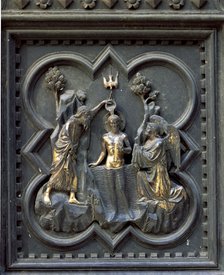 Baptism of Christ', 1329-1336. Bronze relief on the south portal of the Baptistery of the Florenc…