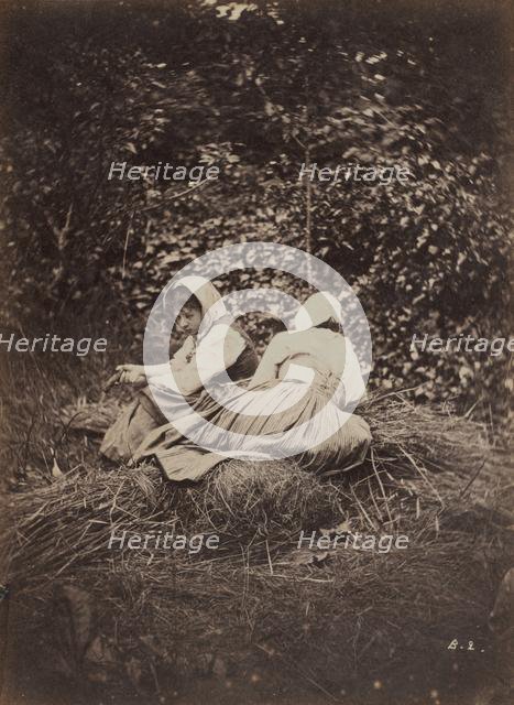 Two Peasant Girls Seated, 1870s. Creator: Auguste Giraudon's Artist (French).