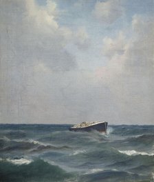 A ship at sea, study, 1875-1919. Creator: Oscar Kleineh.