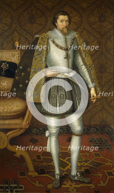 Portrait of King James I of England (1566-1625), c. 1605. Artist: De Critz (Decritz), John, the Elder (1551/2-1642)