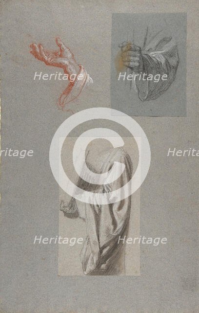 a. Hand of Saint Remi; b. Hand of Saint Remi; c. Drapery Study for Acolyte Holding Book..., 19th cen Creator: Isidore Pils.