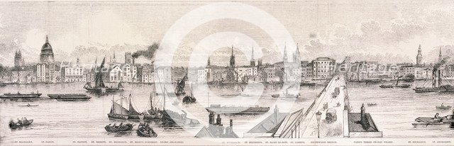 London from the River Thames, 1844 Artist: Frank Vizetelly  