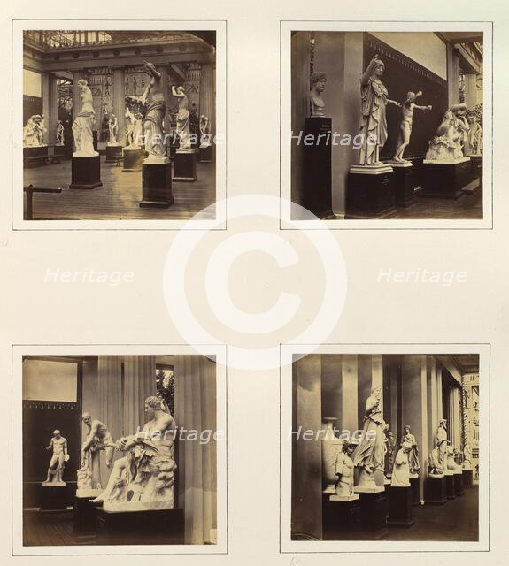 [Greek Court; Statue of Minerva; Ludovisi Mars; Iris, Hecate, or Lucifera], ca. 1859. Creator: Attributed to Philip Henry Delamotte.