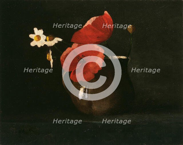 Flowers: Poppies and Daisies, c. 1867. Creator: Odilon Redon.