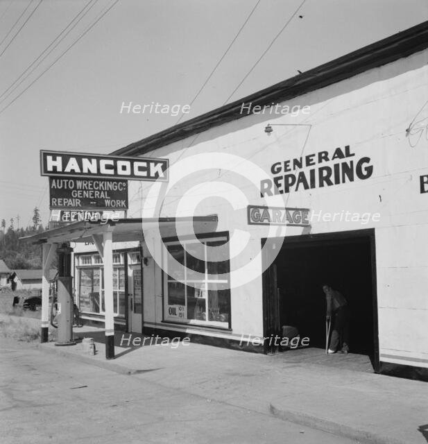 Facing main street, south end of town on U.S. 99, Tenino, Thurston County, Western Washington, 1939. Creator: Dorothea Lange.