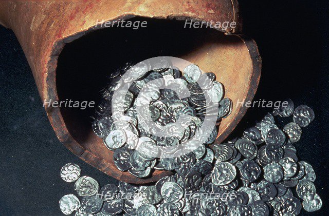 Celtic silver coins from a hoard. Artist: Unknown