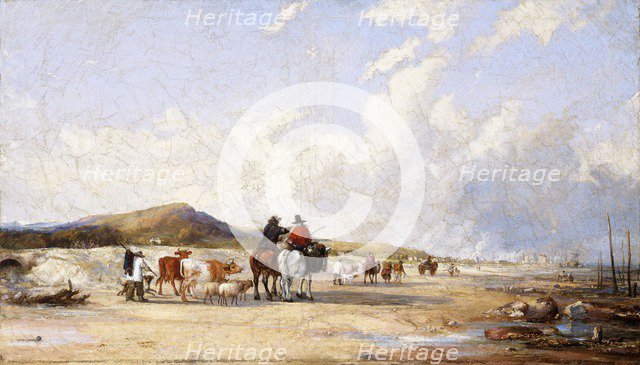 'Crossing the sands to Swansea market', c1850s. Artist: Edward Francis Drew Pritchard