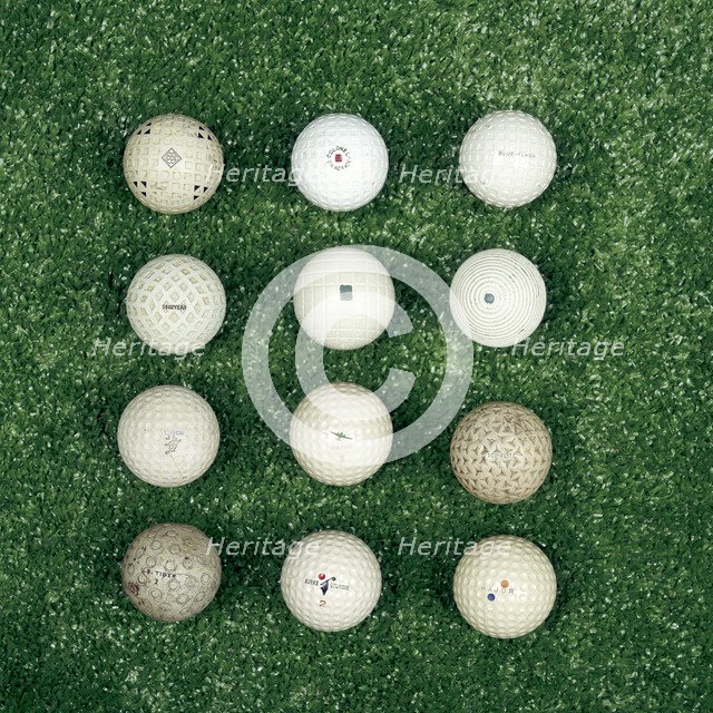 Variety of golf balls. Artist: Unknown