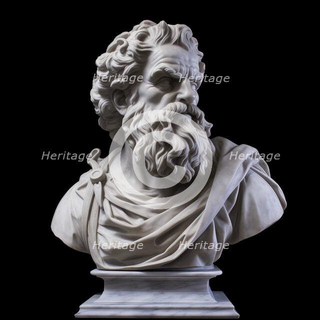AI IMAGE - Bust of Archimedes, 3rd century BC, (2023).  Creator: Heritage Images.