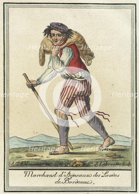 Costumes de Différent Pays, 'Marchand d'Agneaux des Landes de Bordeaux', c1797. Creators: Jacques Grasset de Saint-Sauveur, LF Labrousse.