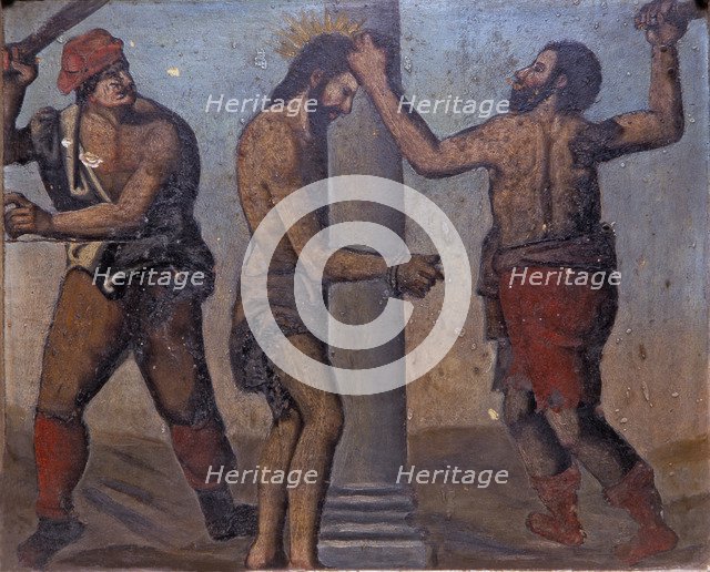  'Flagellation of Jesus', detail of a table of the Roser altarpiece in the church of Sant Joan de…