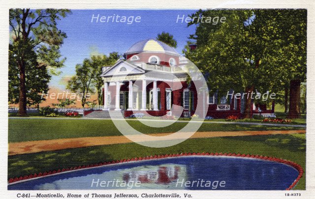 Monticello, Home of Thomas Jefferson, Charlottesville, Virginia, USA, 1941. Artist: Unknown
