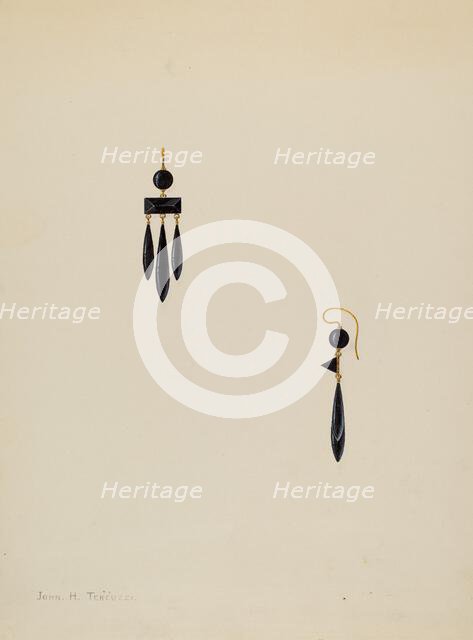 Earrings, c. 1938. Creator: John H. Tercuzzi.