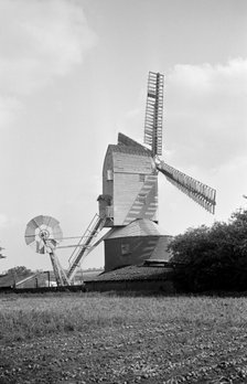Framsden post mill in Suffolk, 1934. Artist: HES Simmons