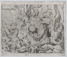 The World Perishing Together with Knowledge and Love, from The Unrestrained World, plate 4..., 1550. Creator: Dirck Volkertsen Coornhert.