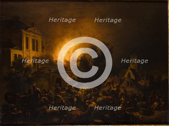 Fire in the City-Palace in the Fire, between 1654-1664. Creator: Egbert van der Poel.