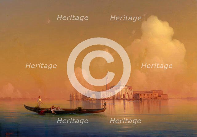 View of Venice with San Giorgio Maggiore and gondola, 1851. Creator: Aivazovsky, Ivan Konstantinovich (1817-1900).