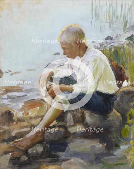 Boy on the Shore, 1891-1893. Creator: Pekka Halonen.