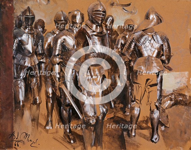 Armor Chamber Fantasy, 1866. Artist: Menzel, Adolph Friedrich, von (1815-1905)
