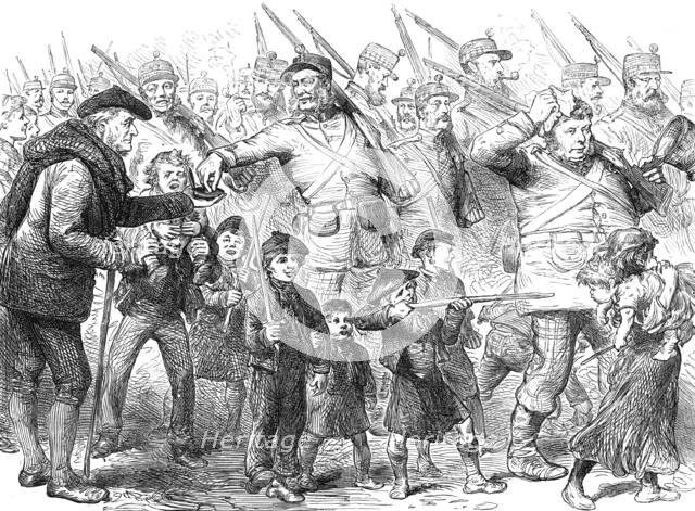 The Royal Visit to Edinburgh: The Scottish Volunteers - The March-Out, 1881. Creator: Unknown.