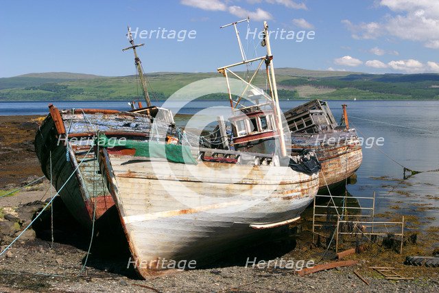 Old fishing boats, near Salen, Mull, Argyll and Bute, Scotland.