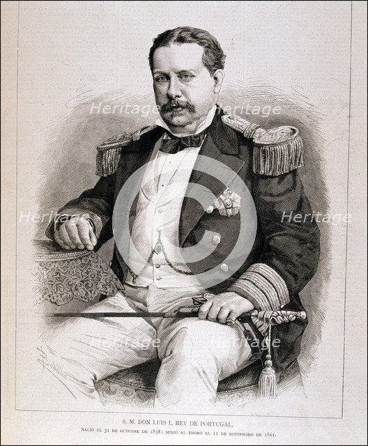 Louis I of Braganza (1838-1889), king of Portugal, engraving in the 'Ilustración española y ameri…