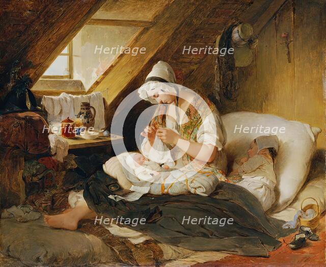 The poor officer's widow, 1836. Creator: Peter Fendi.